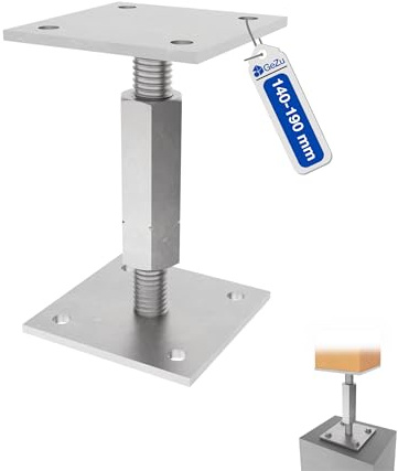 GeZu Impex Pfostenträger Egon Höhenverstellbar 70 x 70 mm Galvanisch Verzinkt Verstellbarer Pfostenanker Stützenfuß
