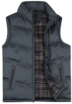 YOUTHUP Herrquiltad väst tjock fritid vinterväst kroppsvärmare utomhus värme gilet ståkrage, blå, XXL