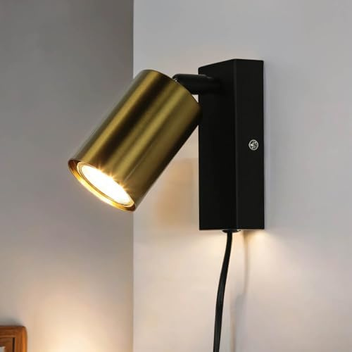 Licht-Erlebnisse Wandleuchte mit Schalter und Steckerschirm, Schwarz-, flexibel, GU10, Leselampe Schlafzimmer, Flur, Wohnzimmer, Wand Lampe. Spot, Strahler