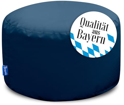 Bruni Pouf Sittpall L i blågrå – rund sittpuff, inomhus och utomhus som fotpall, yogasittkudde, meditationskudde, tillverkad i Tyskland