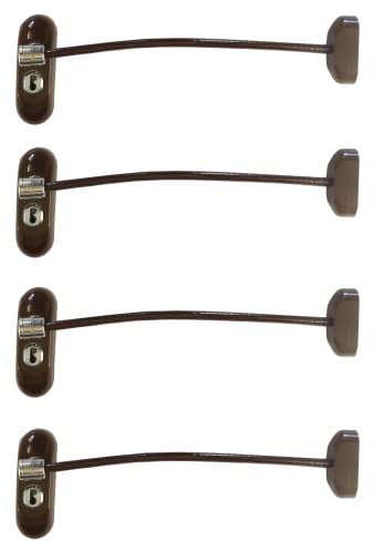 UAP Window Restrictor with Key - Window Safety Locks with 20cm Cable, Window Locks for Child Safety, Security Window Limiter Restrictor for All Types of Windows (4 Locks, Brown - Brown Cable)