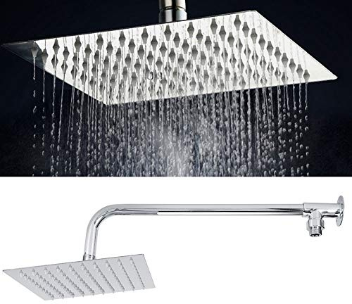 Cabezal de Ducha de Lluvia, G1/2in 8 Pulgadas Cabezal de Ducha Cuadrado de Acero Inoxidable Cabezal de Ducha con Rociador Accesorios de Baño 20x20cm (Juego de boquilla cuadrada de 8 pulgadas)
