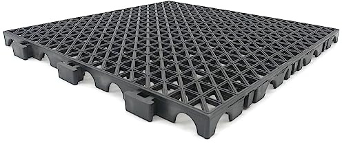 12 Dalles PVC Renforcées Noir ≈1,3m² Anti-humidité Garages et Entrepôts | Passage de voitures et machines. Évite glissades. Drainage efficace. Débarras, sous-sols, caves, garde-manger, zones humides