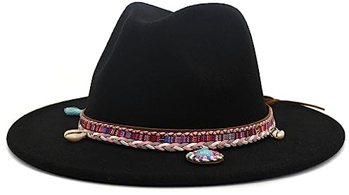 Wvapzxx Damen Herren Winter Herbst Jazz Cap Wolle Vintage Trilby Filz Fedora Hut Mit Breiter Krempe