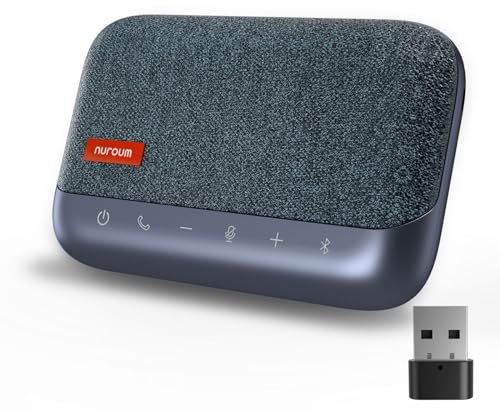 Nuroum A15 Haut-Parleur pc et Microphone de Conférence Bluetooth, Enceinte Ordinateur de Bureau, Prise de Voix à 360°，Connexion Via Bluetooth/Dongle/USB-A/C pour Visioconférence/Teams/Zoom/PC, Bleu