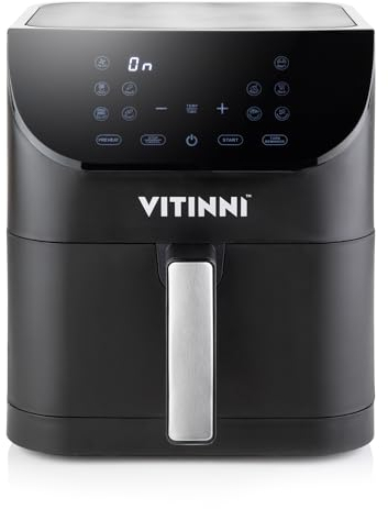 Vitinni 6L Air Fryer, Spacious Square Basket, Digital Air Fryer Oven with LED Interface, 10 Pre-sets, Large Airfryer for Family, 60 Minute Timer, Reaches Temperatures up to 200°C
