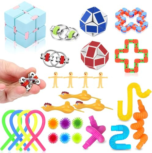 JUAUO 30 Stück Fidget Toys Set, Anti-Stress Spielzeugset für Kinder und Erwachsene, Autismus ADHS Sensorisches Spielzeug, Geburtstagsfeier Kindertagsgeschenk Weihnachts