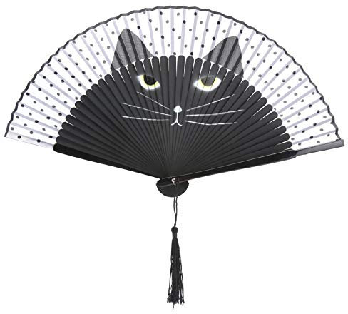 Yuecoom Katzen-Faltfächer, Faltbarer Handfächer Im Japanischen Stil Mit Bemaltem Tintenstrahl Zum Kühlen von Festival-Fan-Geschenken, Tanzparty-Dekorationen