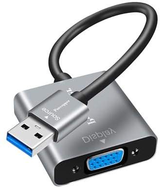 USB to VGA Adapter for Monitor,USB-A 3.0 Male to VGA Female 1080P for MacBook Pro 2015-2019 (only supports Intel processors) and (Windows 11/10/8.1/8/7) and Android (No Support for Chromebook/Linux)