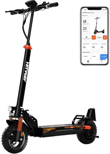 HITWAY H9 E Scooter mit straßenzulassung, 10-Zoll-Faltbarer Elektroroller, Doppelte Stoßdämpfer, Batterie 48V 15.6Ah-27Ah, 500-W-Motor, Reichweite 70-110KM, Geschwindigkeit 20 km/h, mit APP