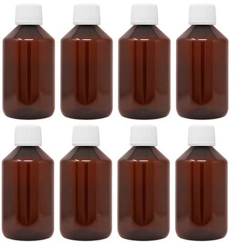 Leerflasche Laborflasche 250ml braun mit Deckel lebensmittelecht 8 Stück