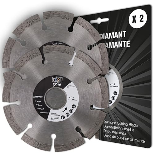 Diamantscheibe Set 2x 115mm für Beton, Stein, Ziegel, Mauerwerk, Hochwertige Universal Trennscheibe für Winkelschleifer, Diamant-Trennscheiben für präzise Schnitte für Profi-Einsatz
