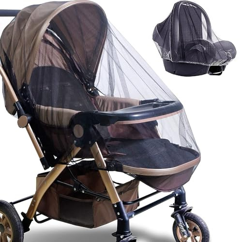 BrightGlow Moskitonetz Kinderwagen Universal Insektenschutz Reißfest Mückennetz Fliegennetz Anti-Reiß-Moskitonetz Mesh Insektenschutz Kinderwagen vor Wespen und Stechmücken Schwarz