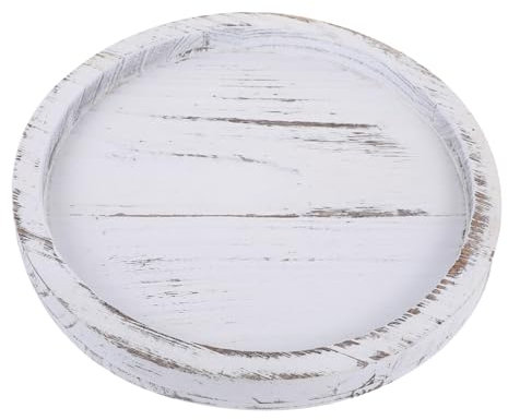 MAGICLULU Bandeja Redonda Plato De Madera para Frutas y Joyas Decorativa y Funcional