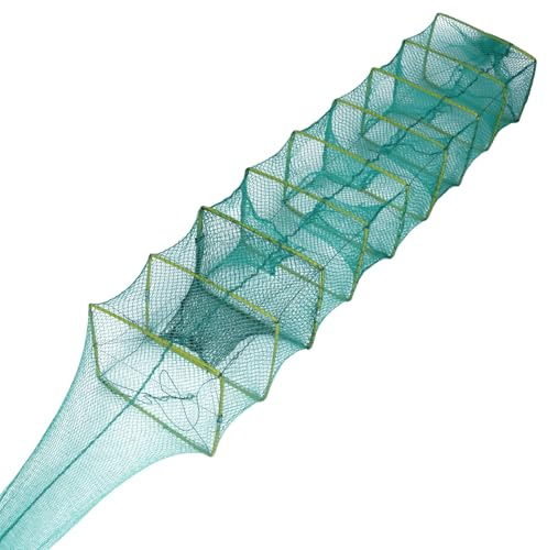 Chanumetal 9-Segmentierte Fischreuse, 16 x 22 x 180 cm Krebsreuse Reuse Senke Köderfische Angeln Reuse zum Angeln Aller Arten von Krabben Garnelen Hummer