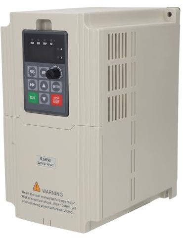 Variador de Frecuencia de 5,5 KW, Inversor de Frecuencia Variable de 220 V, Convertidor Monofásico a Trifásico con Pantalla Digital para Máquinas CNC, Bombas y Ventiladores.