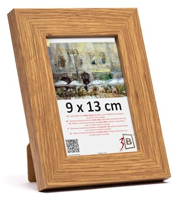 3-B Cornice portafoto ISEO – marrone (rovere) – 9 x 13 cm – Cornice in legno, cornice portafoto con vetro acrilico