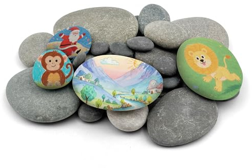 37 Stück Steine zum Bemalen, 3-10 cm Flache Steine zum Bemalen,Gemalter Kieselsteine,Gravel Decorative Stones,Natural Stone,Geeignet für DIY Malerei,Handwerkskunst,Gartendekoration und Heimdekoration
