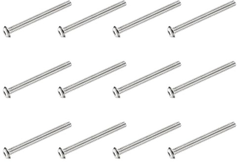 PATIKIL Viti A Testa Bombata Con Innesto Esagonale, 12 Pezzi #10-24 UNC x 2 Pollici 304 Acciaio Inossidabile Innesto Esagonale Filettatura Completa Bulloni Macchina Per Mobili, Argento