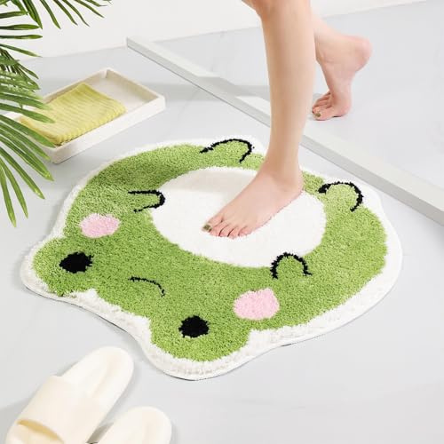 Dermalyx Frosch halkfri badmatta, mjuk lurvig badrumsmatta, tvättbar duschrumsmatta för badrum, badmattor toalettsitsöverdrag dekoration 57 x 65 cm
