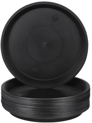 Générique Lot de 10 Plateaux de Rangement pour Pots de Fleurs en Polypropylène Noir Soucoupes Rondes Grandes Dimensions Supports Étanches pour Plantes D’Intérieur et Jardin Extérieur
