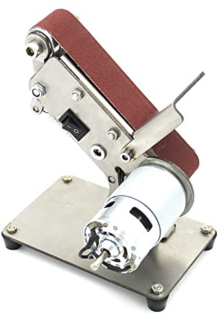 VonVVer 200W Mini-Bandschleifer & Messer-Schleifer, 7-Gang Tischschleifmaschine mit 4500-9000 U/min für Holz/Metall, inkl. 10 Schleifbändern (30x330mm) und Geschwindigkeitsregler