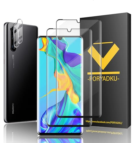 V-PORYADKU Für Huawei P30 Pro 5G Panzer Schutz Glas (6,47 Zoll), 2 Stück Schutzfolie Glas+Kamera Schutzfolie 2 Stück, 9H Härte, Fingerabdruck kompatibel, HD Anti-Kratzen