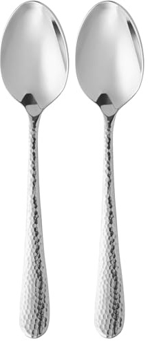 WMF Sitello Vorspeisenlöffel, Dessertlöffel 13,5 cm, Cromargan Edelstahl poliert, Hammerschlag, ergonomisch, glänzend, spülmaschinengeeignet, silber (Packung mit 2)