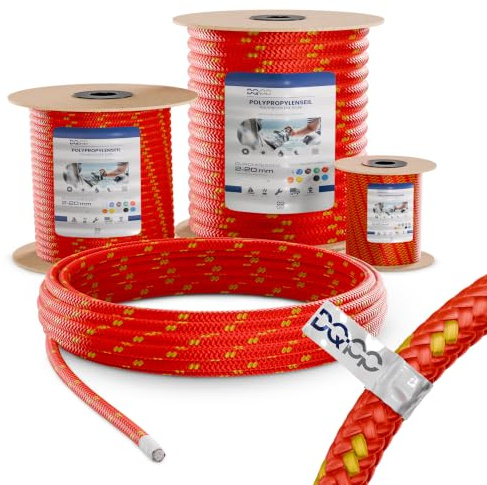 30m POLYPROPYLENSEIL 3mm ROT Traglast bis 123 kg Flechtleine Textilseil Leine Schnur Rope Kunststoffseil Polyseil geflochten