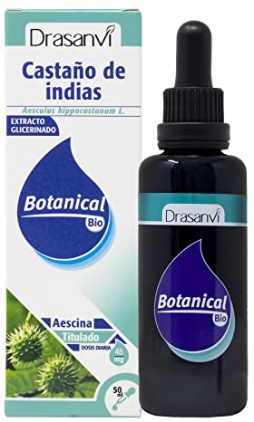 DRASANVI BOTANICAL BIO CASTAÑO DE INDIAS CERTIFICADO BIO - Contenido en Saponinas - Ayuda a reducir la sensación de PIERNAS CANSADAS - VEGANO - SIN GLUTEN - 50ml