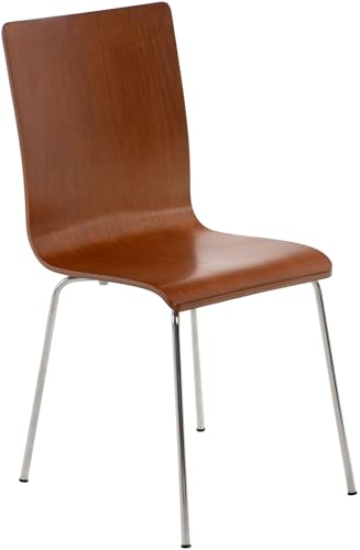 CLP Besucherstuhl Pepe I Ergonomisch Geformter Lehnstuhl Mit Holzsitz I Stabiles Metallgestell I Komfort Und Stil Mit Robuster Konstruktion, Farbe:braun