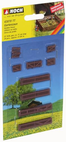 NOCH Gartenzaun, handbemalter Holzzaun, 22 Teile 0,9 cm hoch für Spur TT, ideal für Modelllandschaften