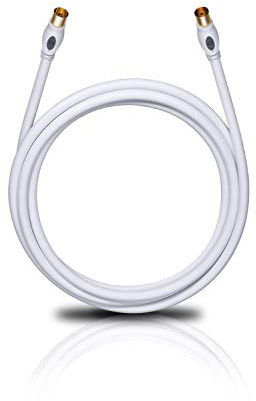 Oehlbach Transmission Plus - OFC Antennenkabel für TV und Radio - Koaxialstecker m/w, DVB-T2, HDTV, 4k & Ultra HD - 2,20m weiß