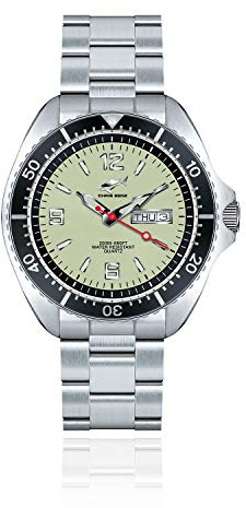 CHRIS BENZ ONE Man 200M Taucheruhr mit Metallband, Signalbojengelb