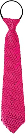 P'TIT Clown - 60243 - Pailletten-Krawatte mit glänzendem Gummiband - Glitter Tie - Kostümzubehör - Perfekt für Karneval, Kostümpartys, Themenpartys, Silvester - Erwachsene - Rosa