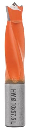 ENT 22086 Dübelbohrer HW, Schaft (S) 10 mm, Durchmesser (D) 10 mm, NL 30 mm, SL 20 mm, L 57,5 mm, Links