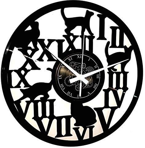 Instant Karma Clocks | Katzen Wanduhr – für Katzenfreunde | Geräuschlosem Quarzwerk | Geschenkidee für Küche, Schlafzimmer, Wohnzimmer