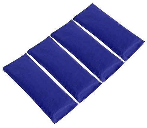 Sunshine Yoga 4-Pack Scented Sateen Eye Pillows, Low-Luster, 9’’ x 4’’ Flaxseed Weighted Eye Mask for Sleeping, Hot or Cold Eye Therapy for Relaxation, Migraine, and Headache, Blue