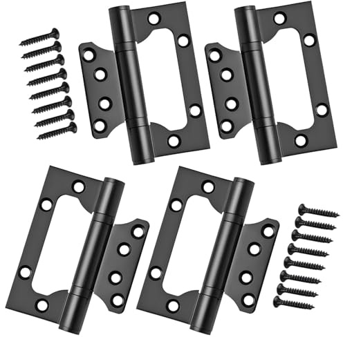Qrity 4x Edelstahl Scharniere 4 Zoll 100mm Türband Türscharnier Edelstahl Aufschraubscharnier Beschlag, Schwarz