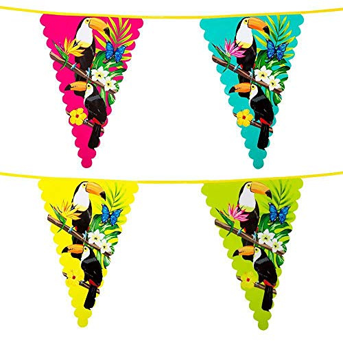 Boland 52570 Giant Toucan Bunting, Length 600 cm, Flag Chain, Garland, Hanging Decoration, Carnival, Theme Party, Birthday, Summer, Garden