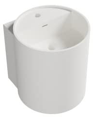 Lavabo sospeso NT2440 in pietra solida - 40 x 42 x 45 cm -bianco opaco, Piletta Pop-up:Senza piletta Pop-up