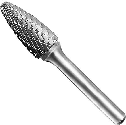 HAUTMEC Fresa de Tungsteno Carburo de 12mm, Corte Central, Redonda, Extremo de Bola, Sin Acabado, 66mm