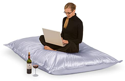 SMOOTHY Original Metallic Indoor XXL Sitzsack 400L Riesensitzsack Sitzkissen Sessel aus Baumwolle für Kinder & Erwachsene (180 x 140 cm, Platin)