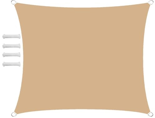Tenda da Sole Tenda a Vela Impermeabile Rettangolo Quadrato Triangolare Tendalino 2.5x6m Tenda da Sole Telo Parasole Ombreggiante per Esterno Terrazzo Balcone Giardino Beige