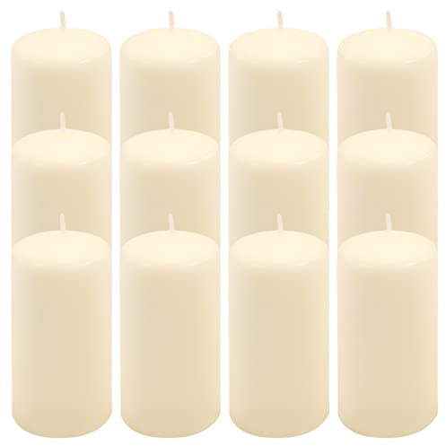 Stumpenkerze creme Höhe 11,5 cm Ø 6 cm lange Brenndauer Rund-Kerze Säulenkerzen Kerzen-Deko Tafelkerzen Weihnachts-Kerzen Hochzeits-Deko (12)