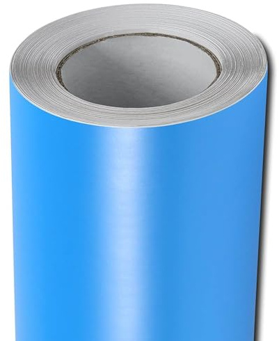 Folindo Autofolie Hell Blau Matt (15€/m²) - 100 x 152 cm – Selbstklebende Auto Lackschutzfolie mit Luftkanal Technik – Blasenfreie Auto Folierung inkl. Rakel & Cutter – Car Wrapping Folie