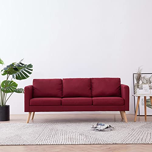 ZEYUAN 3-Sitzer-Sofa, Couch, Wohnzimmer-Sofa, Couch Mit, Sofa Für Schlafzimmer, Jugendsofa, Relaxsofa, Stoff Weinrot