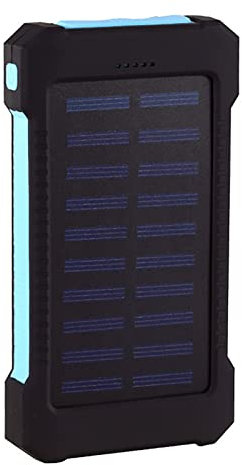 Batterie Externe Solaire Étanche 20000 MAh Chargeur Portable de Grande Capacité Ports USB Chargeur Externe Power Bank pour Smartphone Camping Lampe de Poche,Blue,139 * 75cm
