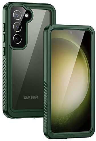 Lanhiem für Samsung Galaxy S23 Hülle IP68 Wasserdicht Stoßfest | Handyhülle 360 Grad Ganzkörper, Staubdicht Schneefest Outdoor Panzerhülle, mit Eingebautem Displayschutz, Grün