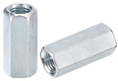 sourcing map 3pcs M14x19x45mm Coupling Nuts - Galvanized Carbon Steel Hex Threaded Rod Coupler for Furniture, Electronic, Industrial